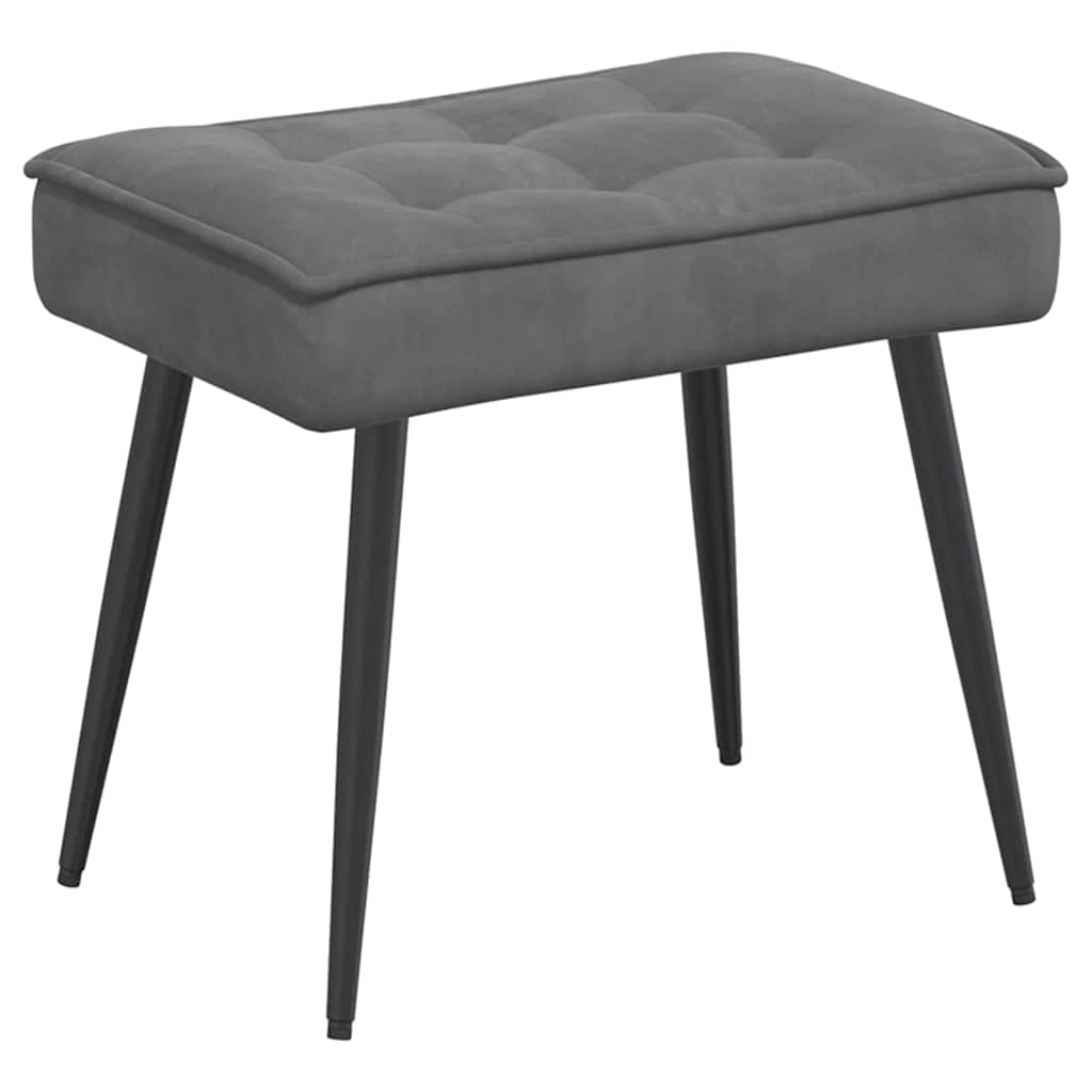 vidaXL Fauteuil de relaxation avec tabouret Gris foncé Velours