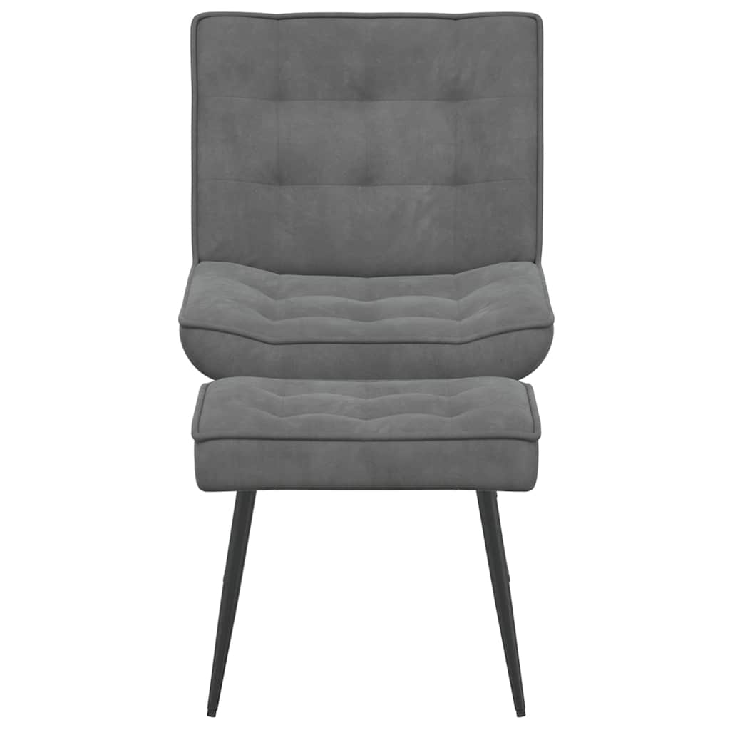 vidaXL Fauteuil de relaxation avec tabouret Gris foncé Velours