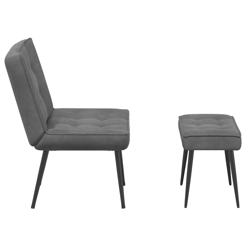 vidaXL Fauteuil de relaxation avec tabouret Gris foncé Velours