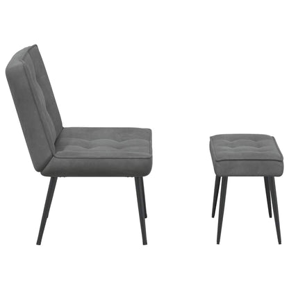 vidaXL Fauteuil de relaxation avec tabouret Gris foncé Velours