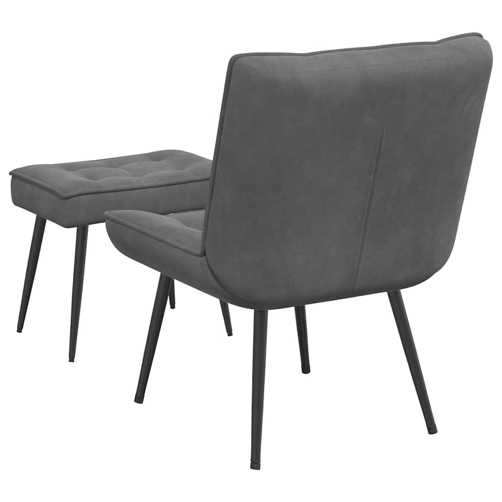 vidaXL Fauteuil de relaxation avec tabouret Gris foncé Velours