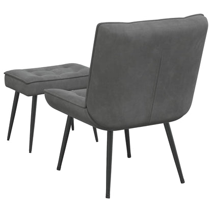vidaXL Fauteuil de relaxation avec tabouret Gris foncé Velours