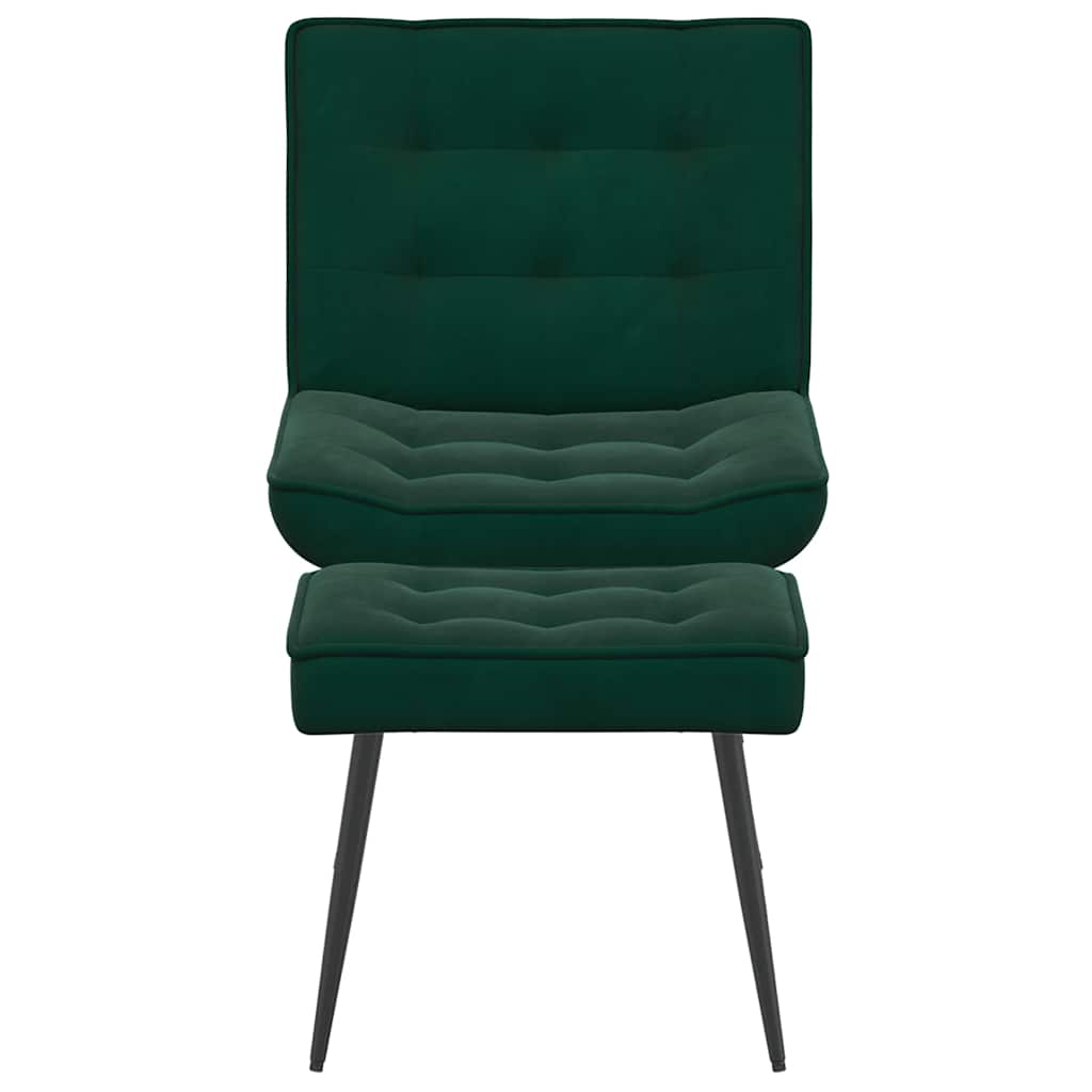 vidaXL Fauteuil de relaxation avec tabouret Velours vert foncé