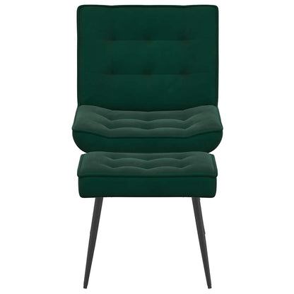 vidaXL Fauteuil de relaxation avec tabouret Velours vert foncé