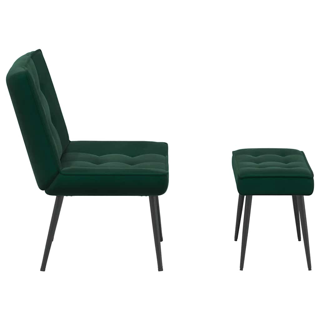 vidaXL Fauteuil de relaxation avec tabouret Velours vert foncé