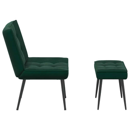 vidaXL Fauteuil de relaxation avec tabouret Velours vert foncé