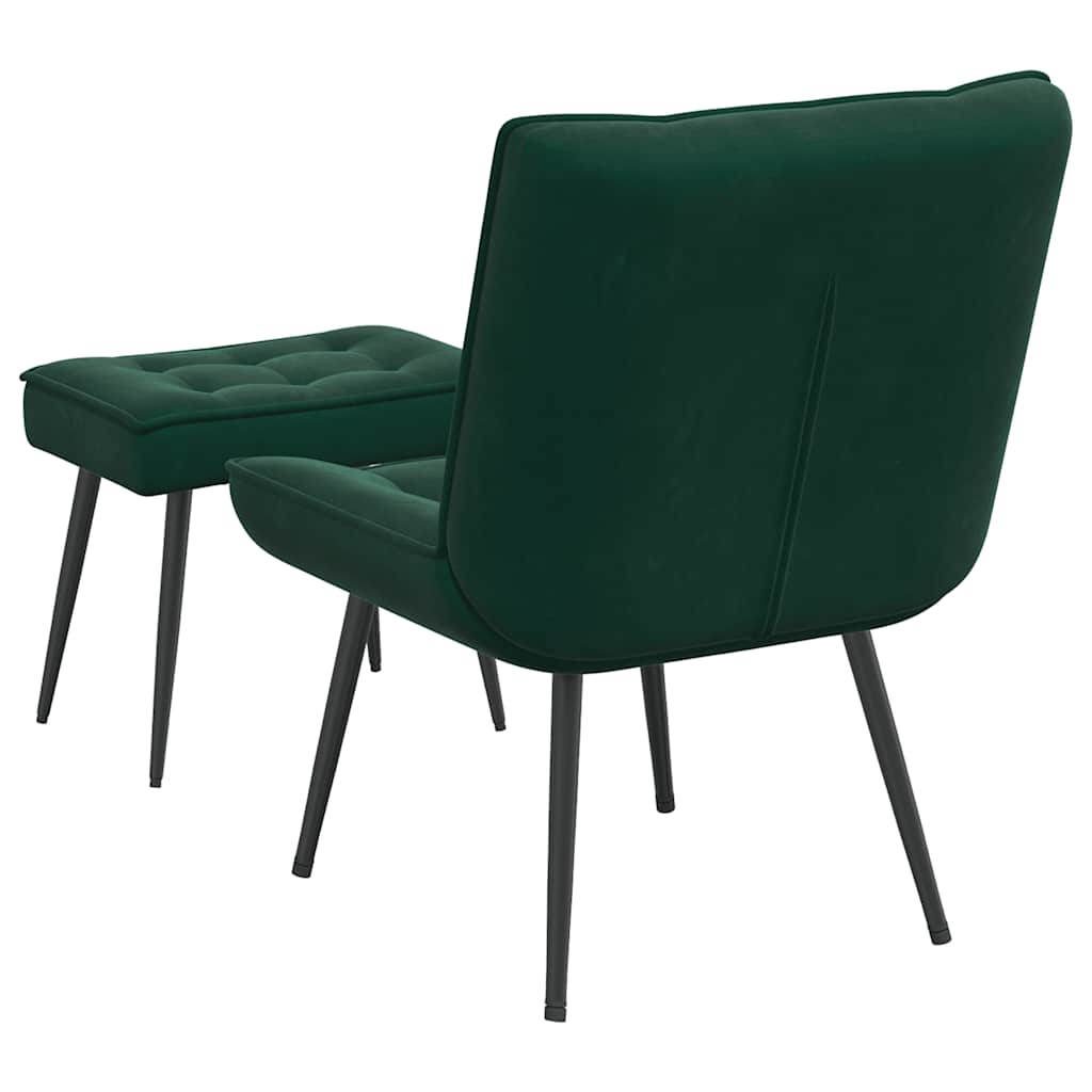vidaXL Fauteuil de relaxation avec tabouret Velours vert foncé