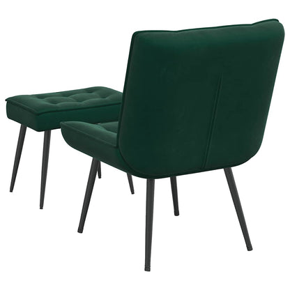 vidaXL Fauteuil de relaxation avec tabouret Velours vert foncé