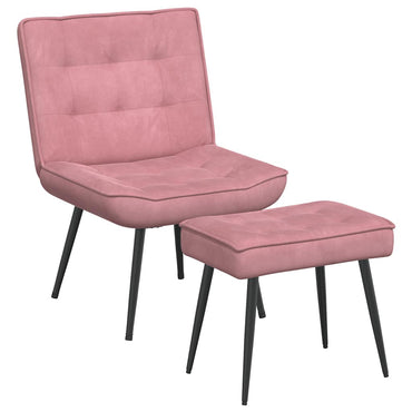 Fauteuil de relaxation avec tabouret velours rose vidaXL