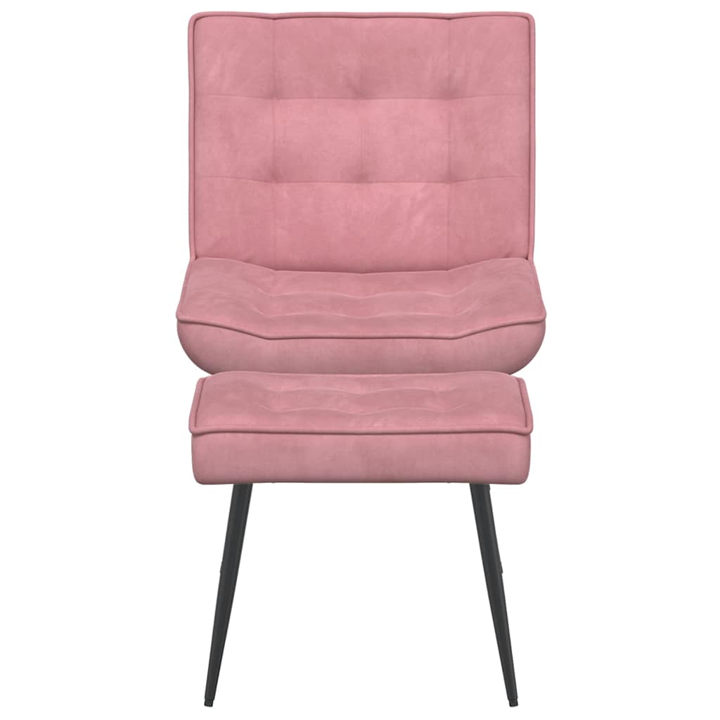 Fauteuil de relaxation avec tabouret velours rose vidaXL