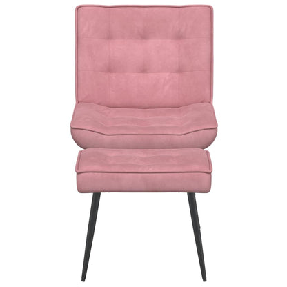 Fauteuil de relaxation avec tabouret velours rose vidaXL