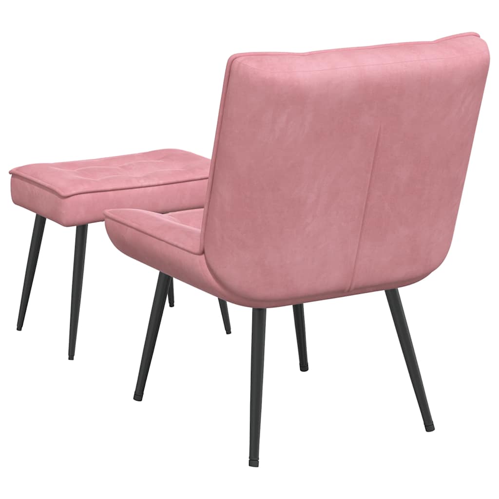 Fauteuil de relaxation avec tabouret velours rose vidaXL