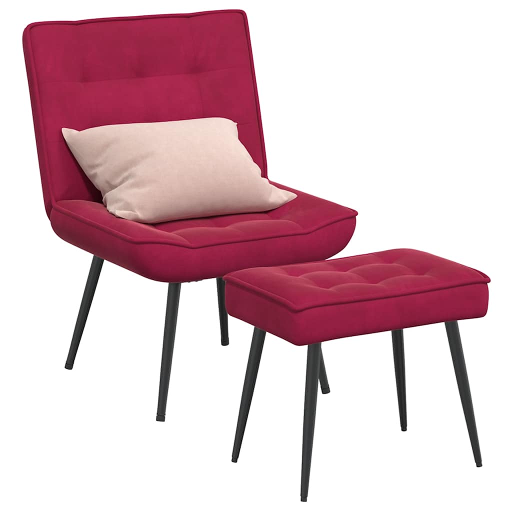 vidaXL Fauteuil relax avec repose-pieds velours bordeaux