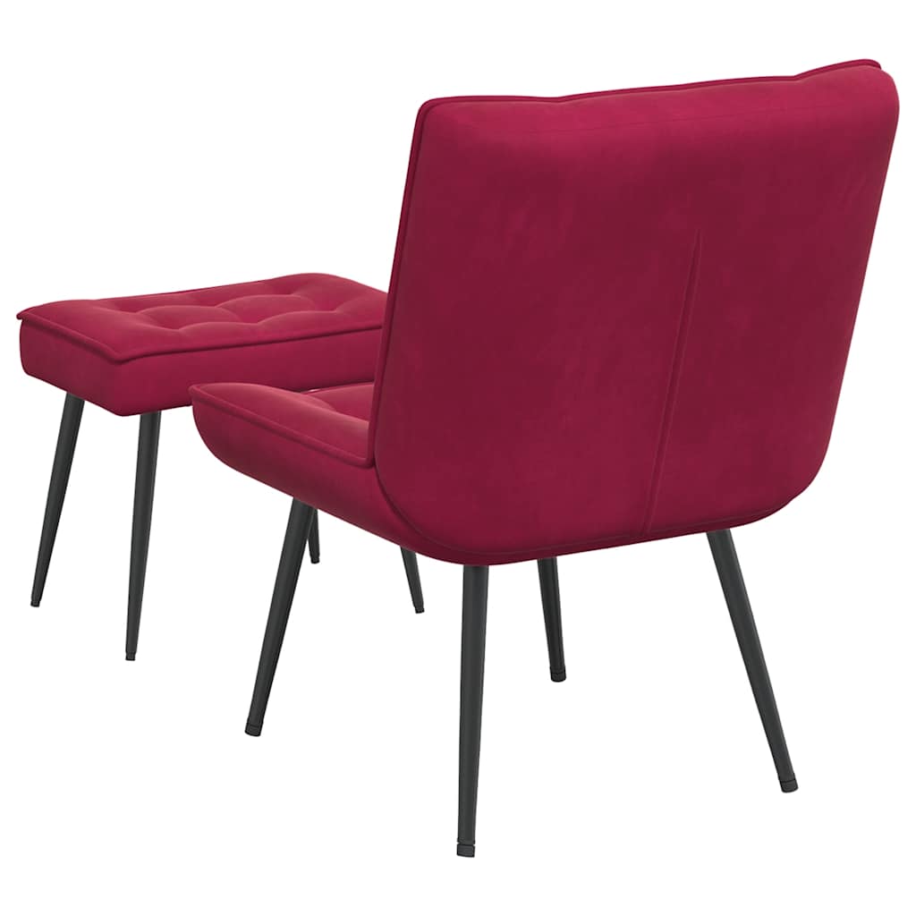 vidaXL Fauteuil relax avec repose-pieds velours bordeaux