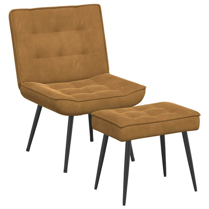 vidaXL Fauteuil de relaxation avec tabouret Marron Velours