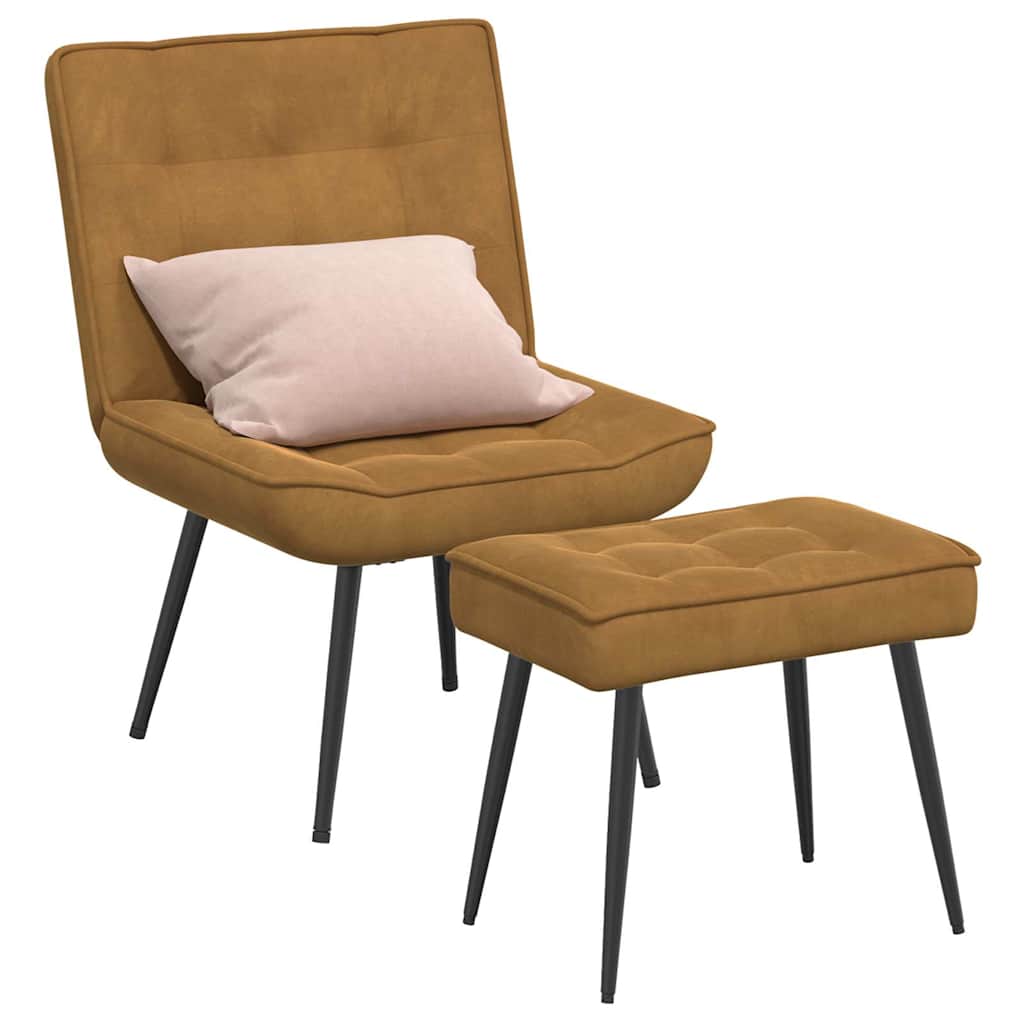 vidaXL Fauteuil de relaxation avec tabouret Marron Velours