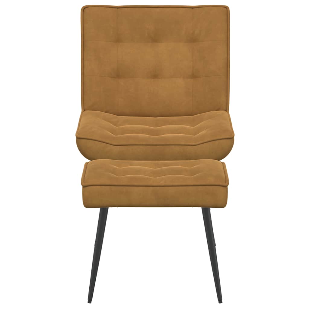 vidaXL Fauteuil de relaxation avec tabouret Marron Velours