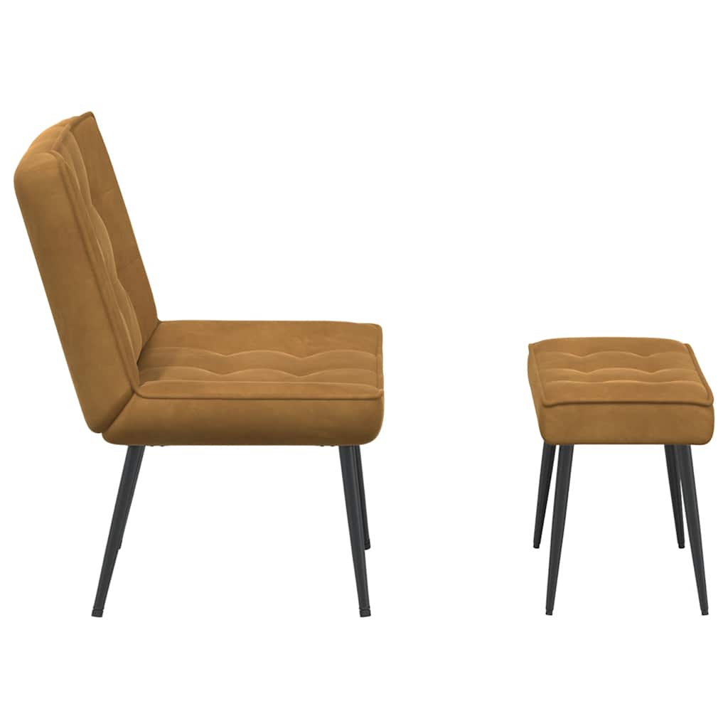vidaXL Fauteuil de relaxation avec tabouret Marron Velours