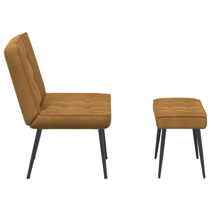 vidaXL Fauteuil de relaxation avec tabouret Marron Velours