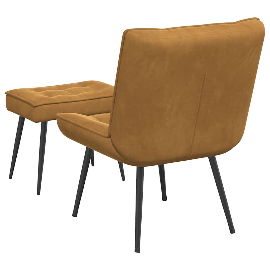 vidaXL Fauteuil de relaxation avec tabouret Marron Velours