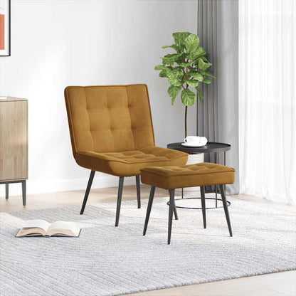 vidaXL Fauteuil de relaxation avec tabouret Marron Velours