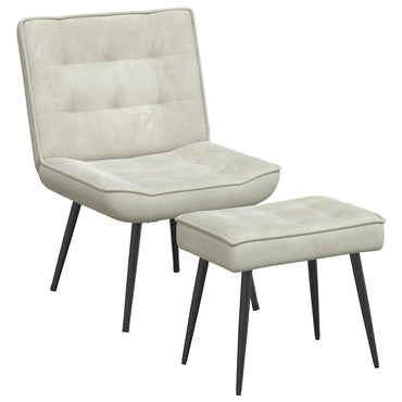 vidaXL Relaxsessel mit Hocker Creme Samt