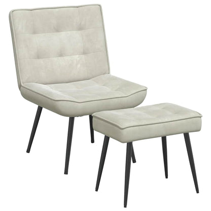 vidaXL Relaxsessel mit Hocker Creme Samt