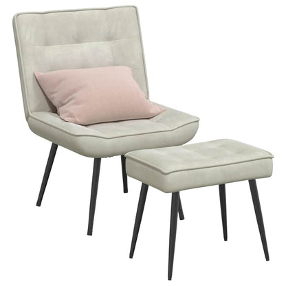 vidaXL Relaxsessel mit Hocker Creme Samt