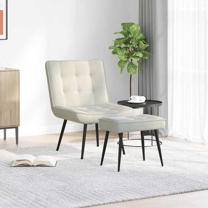 vidaXL Relaxsessel mit Hocker Creme Samt
