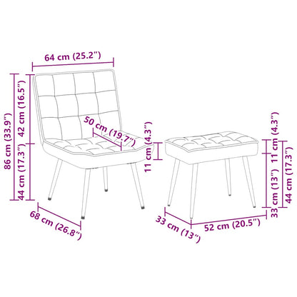 vidaXL Fauteuil de relaxation avec tabouret bleu velours