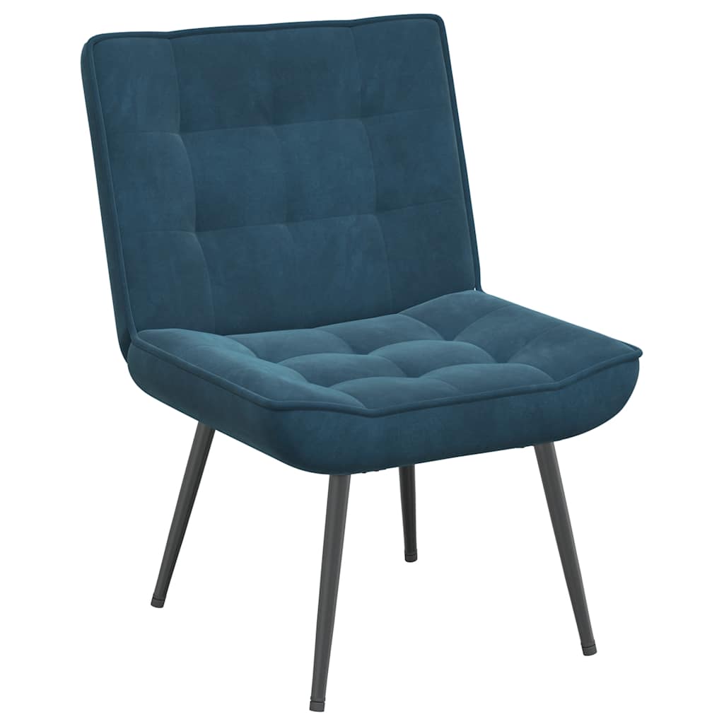 vidaXL Fauteuil de relaxation avec tabouret bleu velours