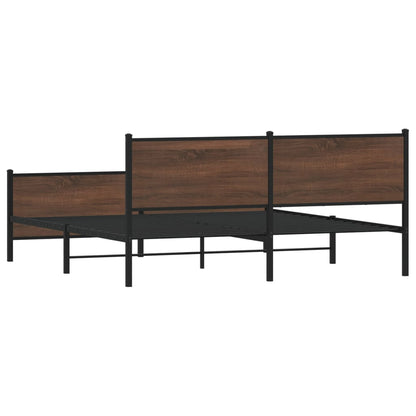 Metallbett ohne Matratze Braun Eichen-Optik 183x213 cm