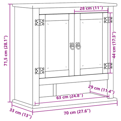 vidaXL Bad-Wandschrank Corona 70x33x71,5 cm Massivholz Kiefer