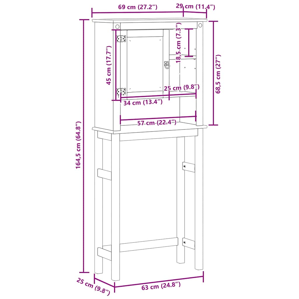 vidaXL Waschmaschinenschrank Corona Massivholz Kiefer