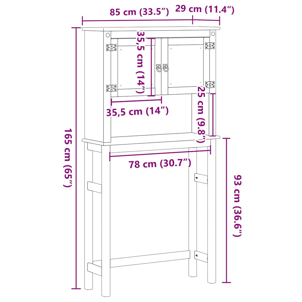 vidaXL Waschmaschinenschrank Corona Massivholz Kiefer
