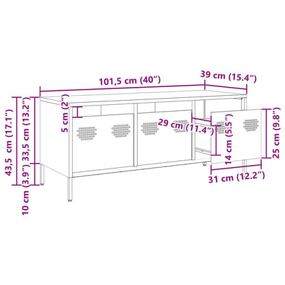 Meuble TV vidaXL rose 101,5x39x43,5 cm en acier laminé à froid