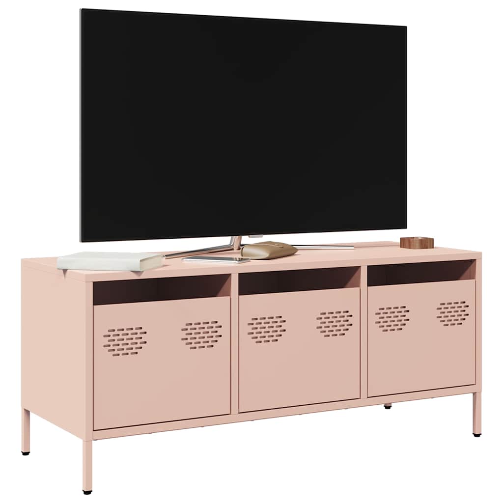 Meuble TV vidaXL rose 101,5x39x43,5 cm en acier laminé à froid