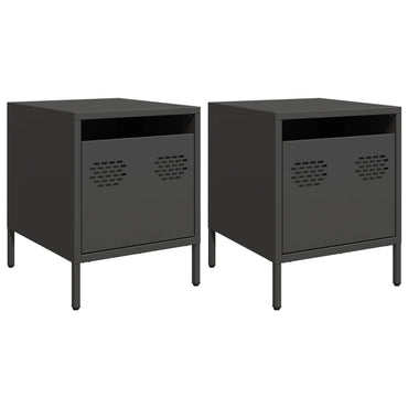 vidaXL Nachttische 2 Stk. Schwarz 35x39x43,5 cm Stahl