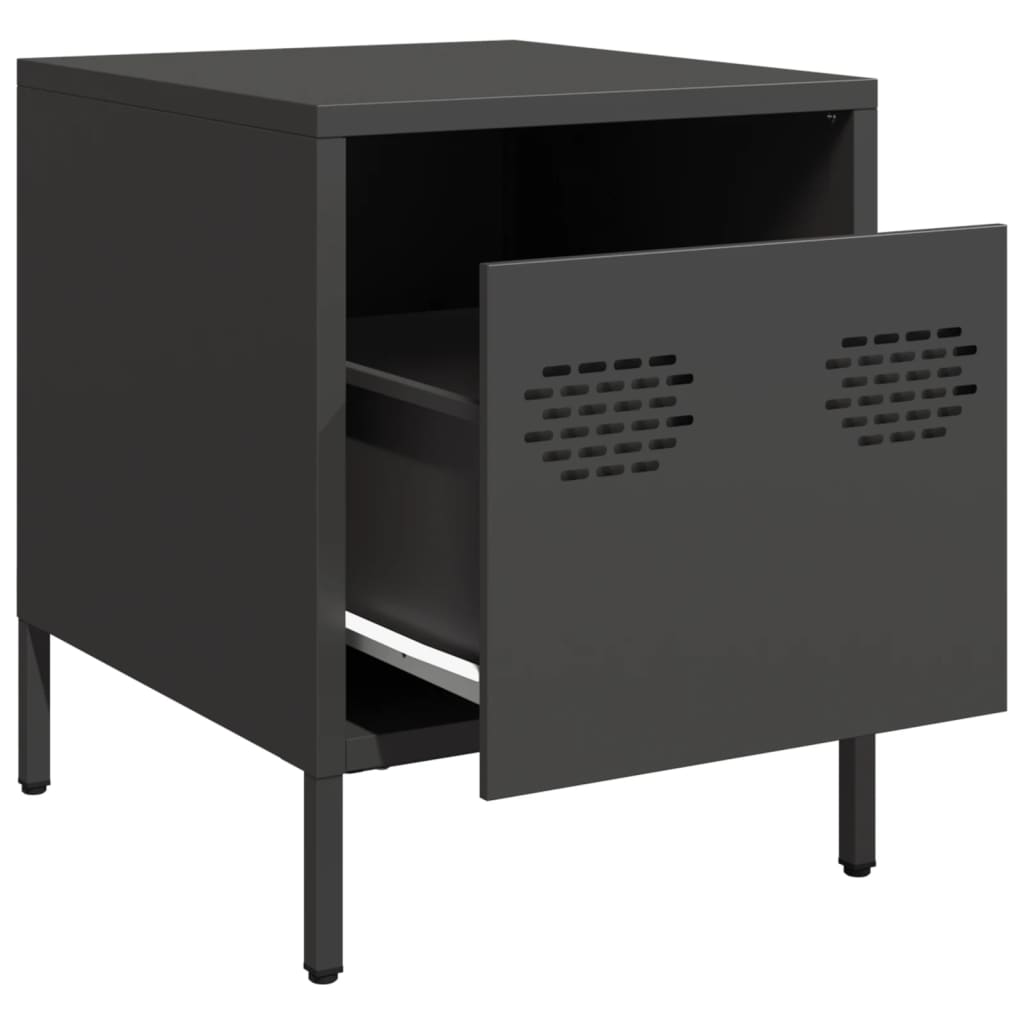 vidaXL Nachttische 2 Stk. Schwarz 35x39x43,5 cm Stahl