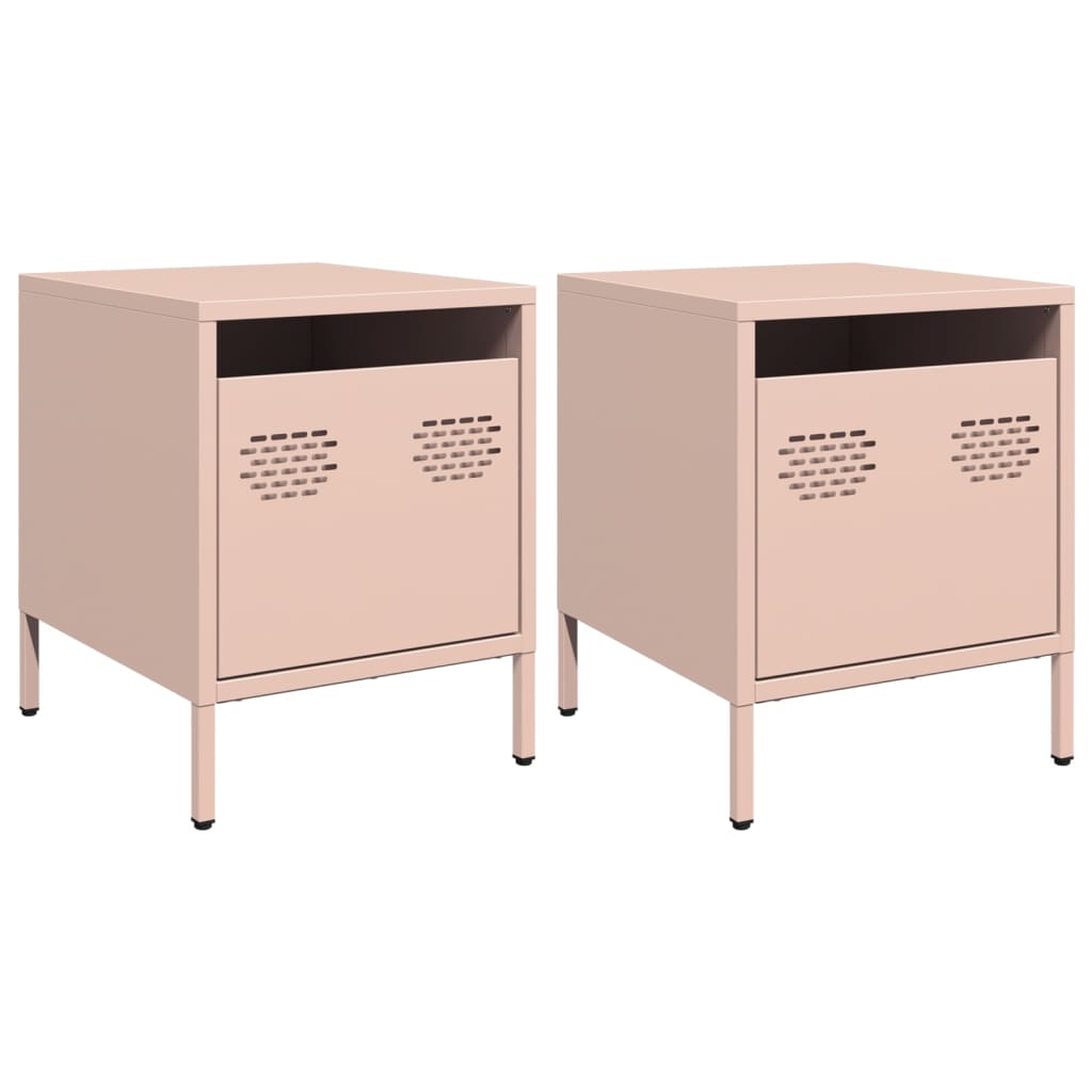 vidaXL Nachttische 2 Stk. Rosa 35x39x43,5 cm Stahl
