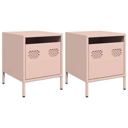 vidaXL Nachttische 2 Stk. Rosa 35x39x43,5 cm Stahl