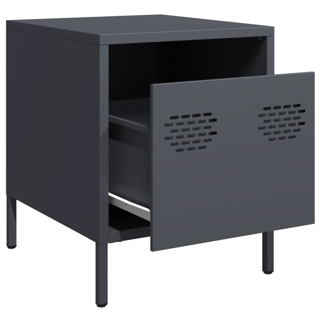 vidaXL Nachttische 2 Stk. Anthrazit 35x39x43,5 cm Stahl