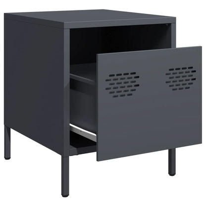 vidaXL Nachttische 2 Stk. Anthrazit 35x39x43,5 cm Stahl