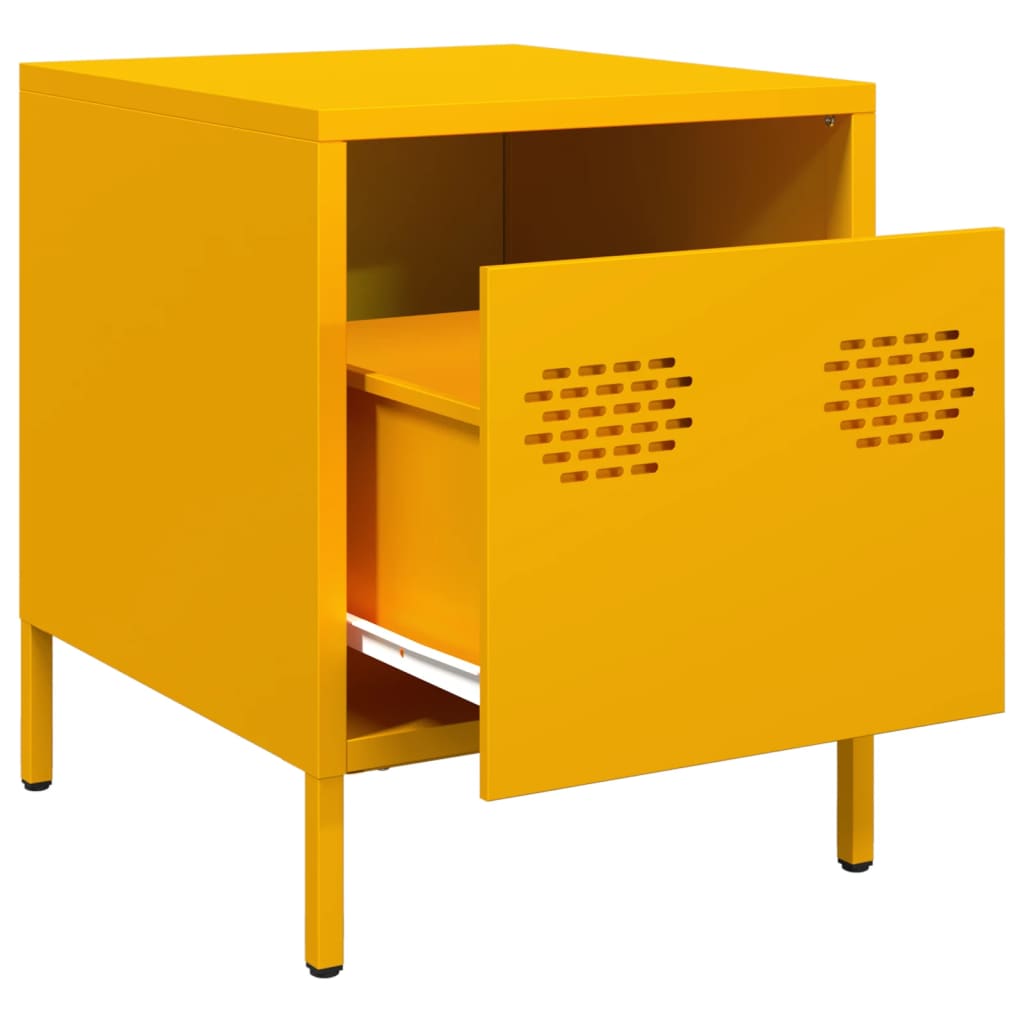 vidaXL Nachttische 2 Stk. Senfgelb 35x39x43,5 cm Stahl