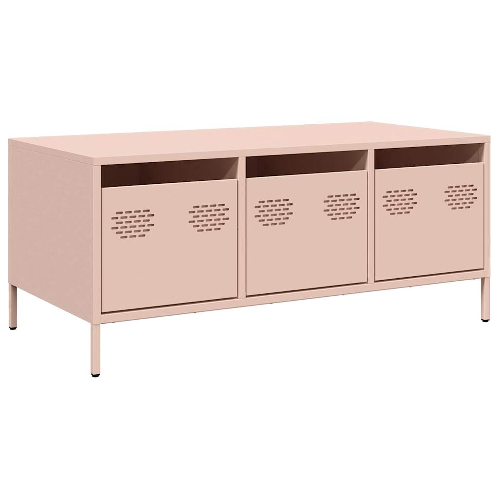 vidaXL Table basse rose 101,5x50x43,5 cm Acier laminé à froid