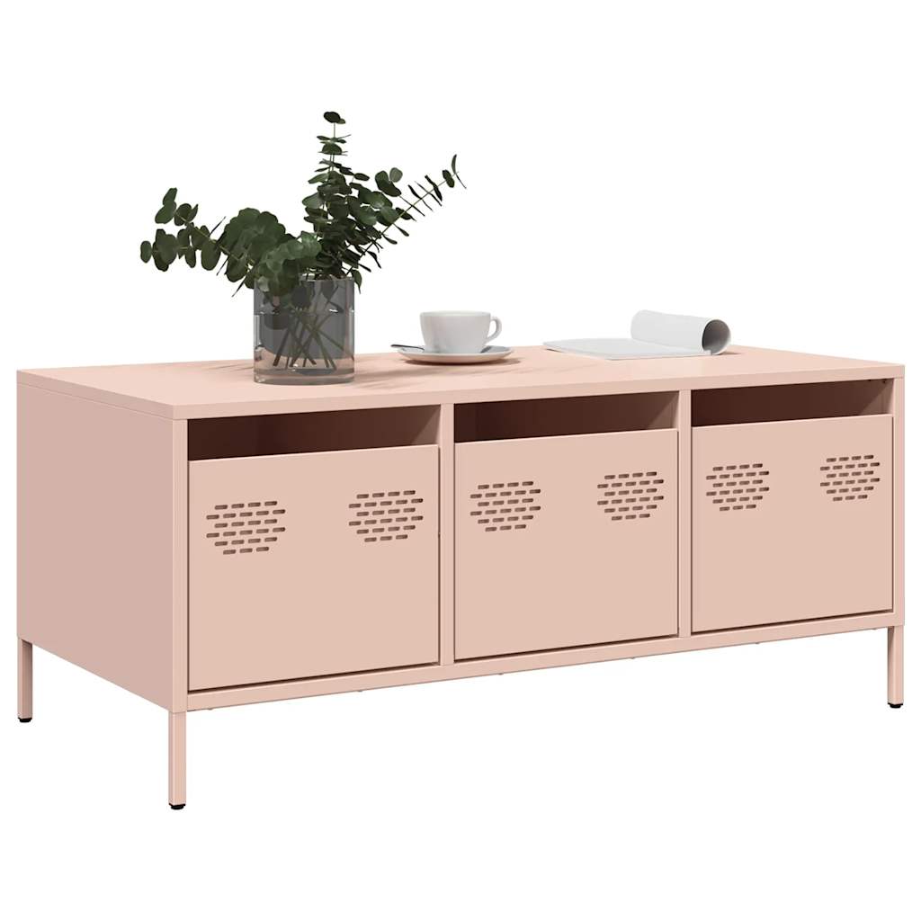 vidaXL Table basse rose 101,5x50x43,5 cm Acier laminé à froid