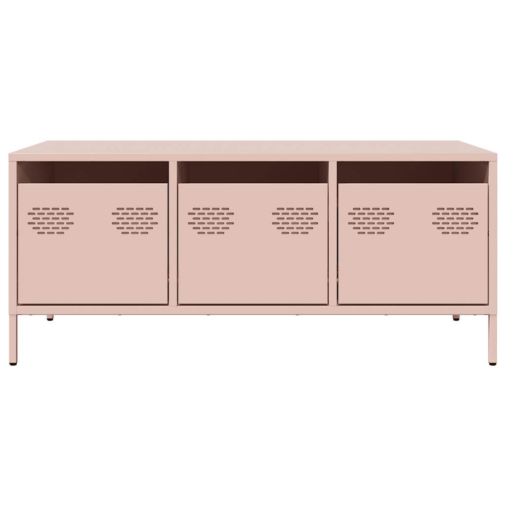 vidaXL Table basse rose 101,5x50x43,5 cm Acier laminé à froid