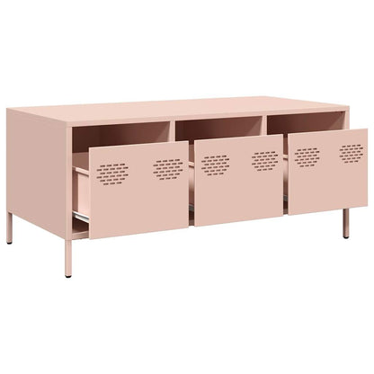 vidaXL Table basse rose 101,5x50x43,5 cm Acier laminé à froid