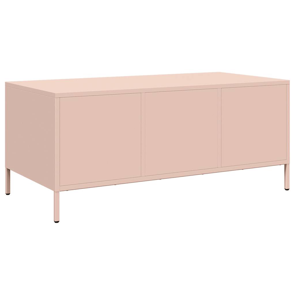 vidaXL Table basse rose 101,5x50x43,5 cm Acier laminé à froid