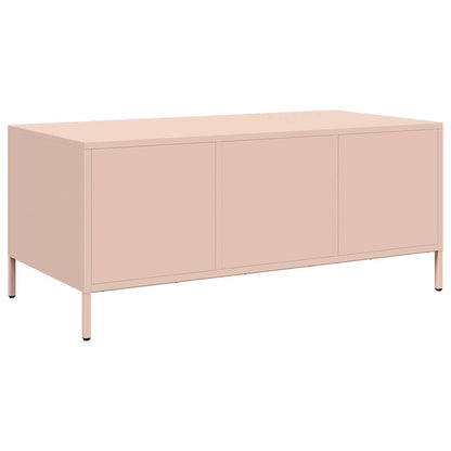 vidaXL Table basse rose 101,5x50x43,5 cm Acier laminé à froid